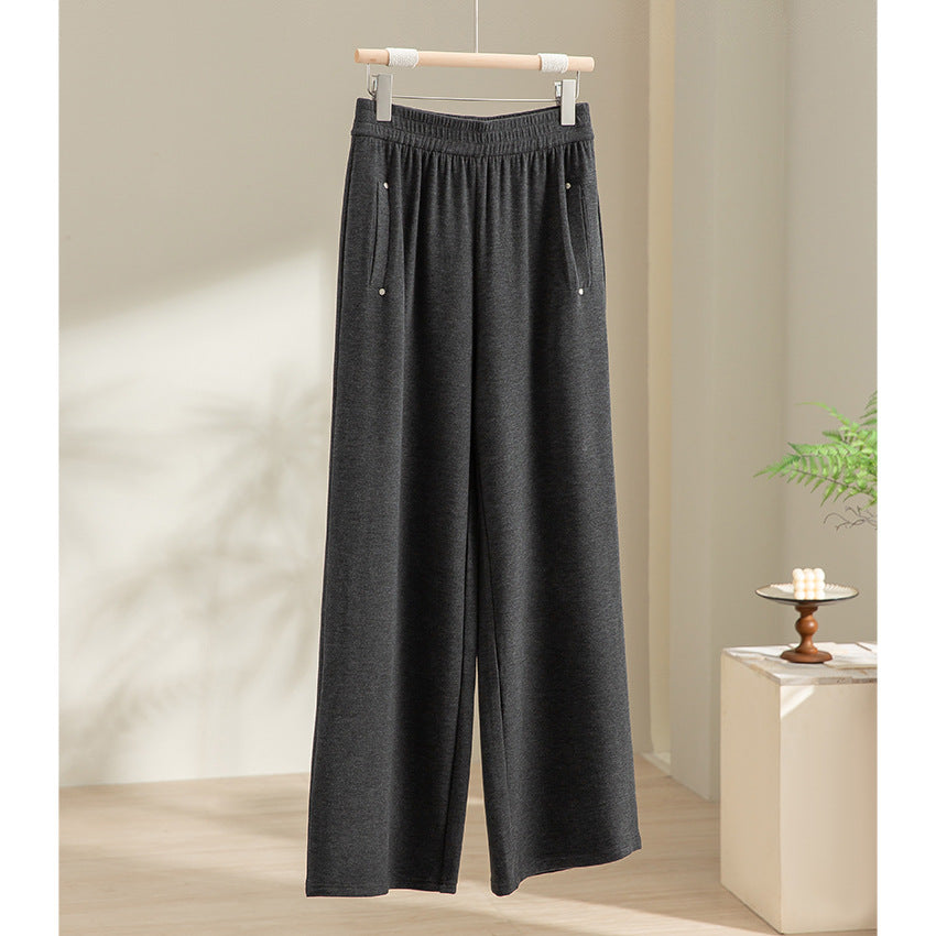 Damen Weite Satin-Loungehose mit elastischem Bund und Eingrifftaschen Shop Nory