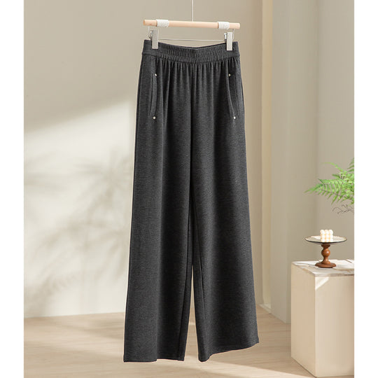Damen Weite Satin-Loungehose mit elastischem Bund und Eingrifftaschen Shop Nory