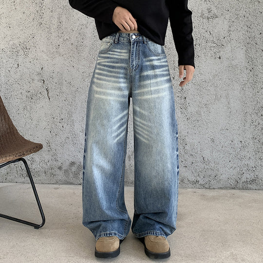 Damen Weite High‑Waist Baggy-Jeans mit Used‑Fade und extra weitem Bein Shop Nory