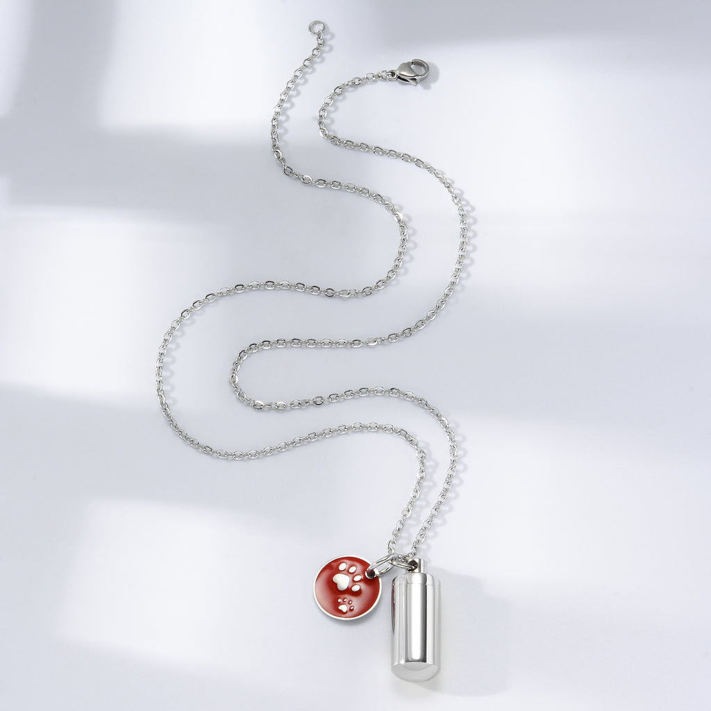 Damen Halskette mit personalisiertem Medaillon und Pfotenanhänger Shop Nory