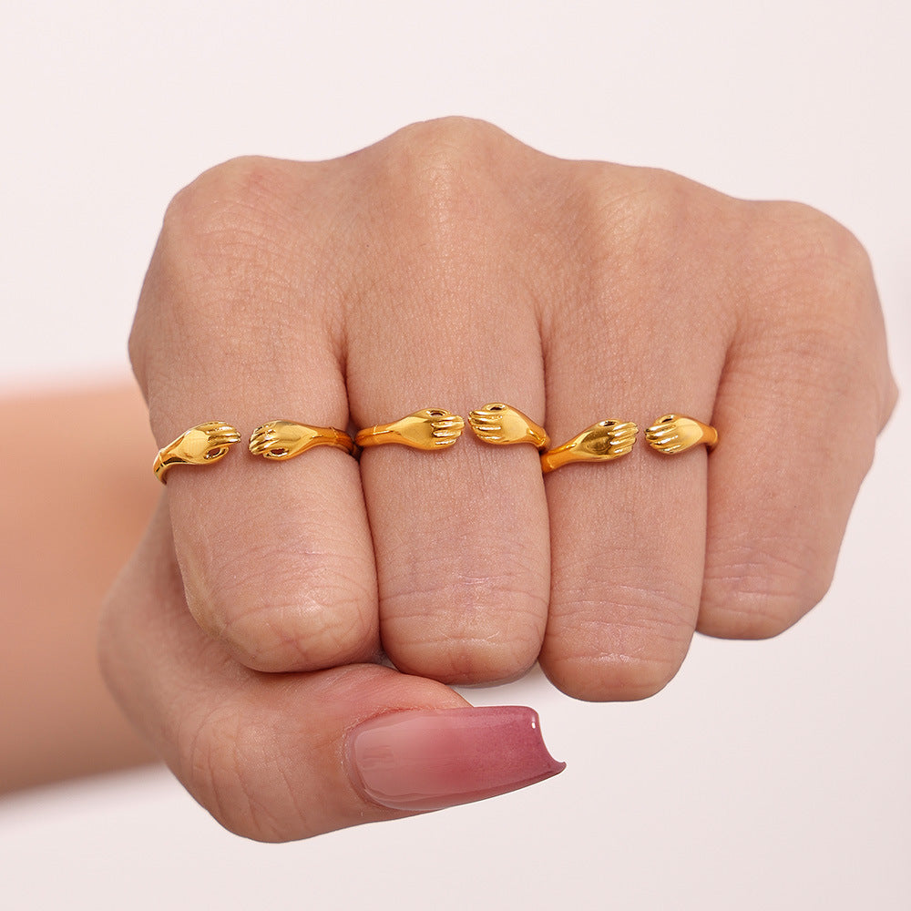 Damen Offener Armreif mit Handdesign aus hochwertigem Edelstahl Shop Nory