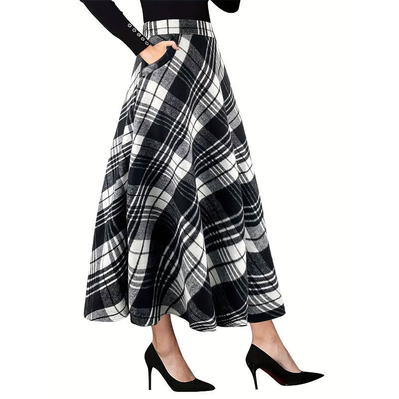 Damen Schwingender A-Linien Rock im modischen Karomuster Shopnory