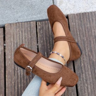 Damen Elegante Ballerinas mit verstellbarem Riemen