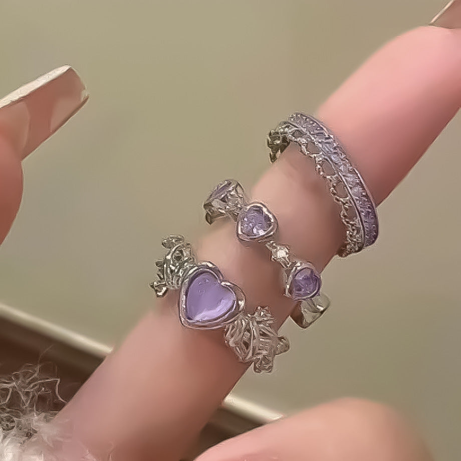 Damen Ring-Set mit herzförmigen und floralem Design Shop Nory
