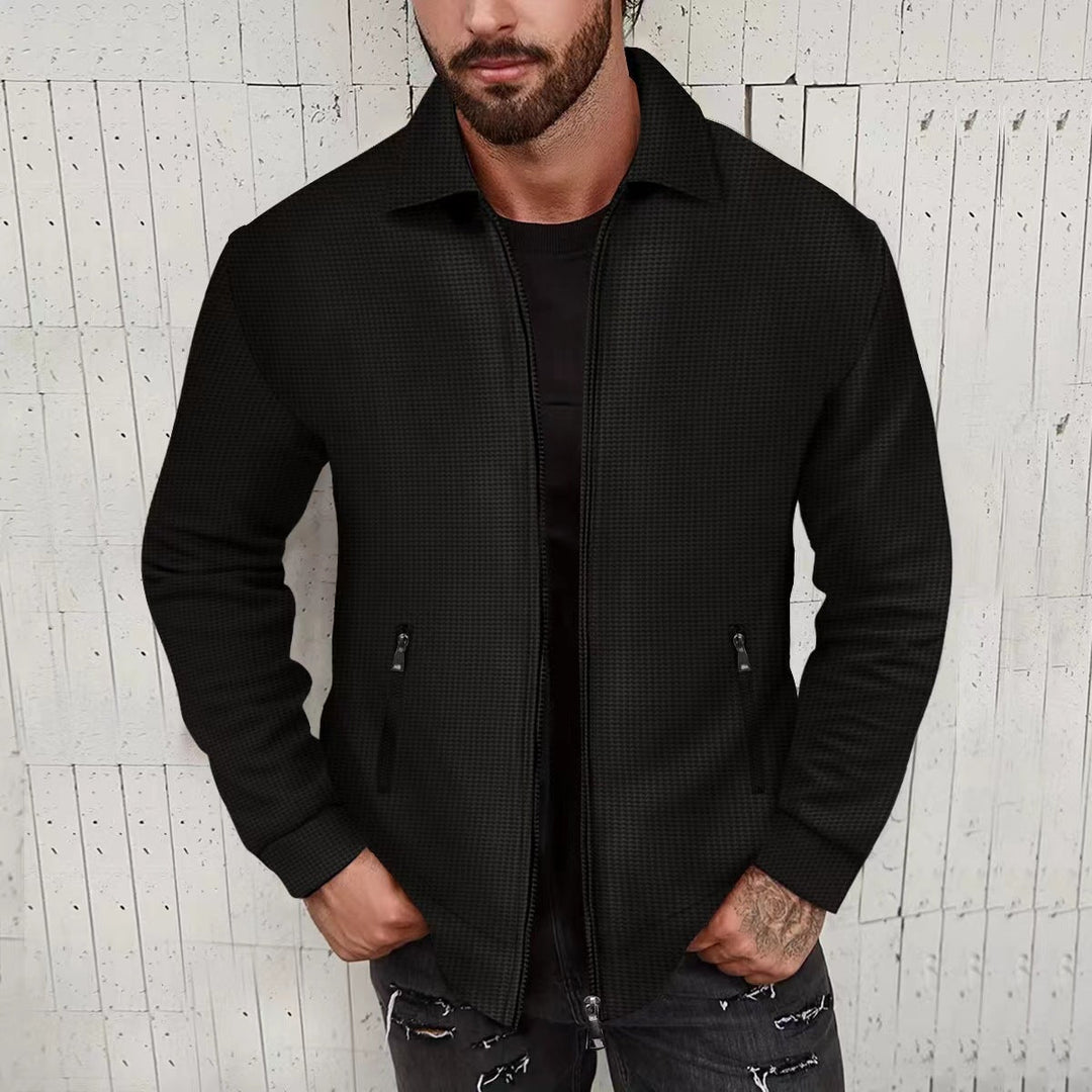 Herren Strickjacke im modernen Design mit strukturiertem Obermaterial und praktischen Reißverschlusstaschen