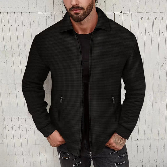Herren Strickjacke im modernen Design mit strukturiertem Obermaterial und praktischen Reißverschlusstaschen
