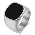 Herren Ring mit quadratischem Onyx-Einsatz und modernem, gebürstetem Design Shop Nory