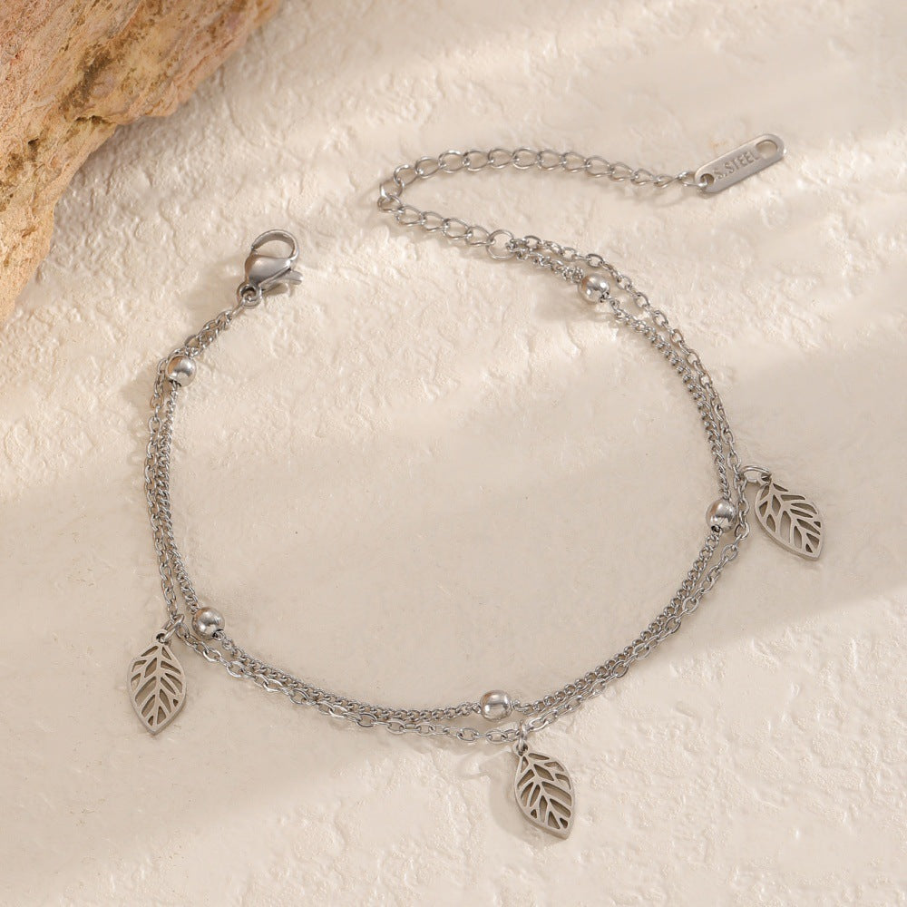 Damen Glücksblatt-Armband aus hochwertigem Edelstahl Shop Nory