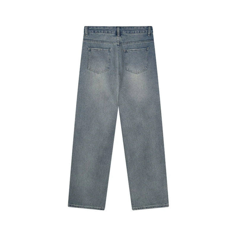 Damen Weite hochgeschnittene Denim-Jeans mit geradem Bein und Destroyed-Detail Shop Nory