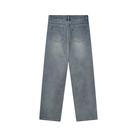 Damen Weite hochgeschnittene Denim-Jeans mit geradem Bein und Destroyed-Detail Shop Nory