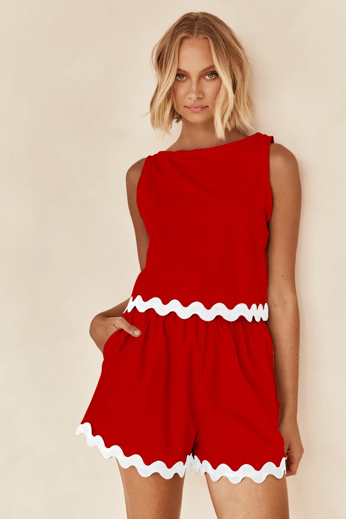 Damen Zweiteiler Set mit schickem Top und luftigen Shorts
