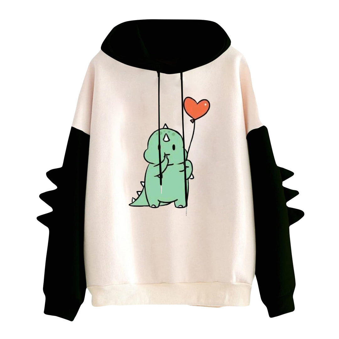 Damen nan Kapuzenpullover mit niedlichem Dinosaurierprint und dreidimensionalen Stacheln Shop Nory