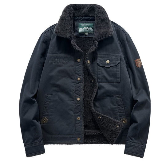 Herren Canvas‑Fieldjacke mit Teddyfutter, Brusttaschen und robuster Knopfleiste Shop Nory