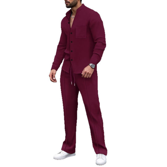 Herren nan lässiges Hemd-Hose Lounge-Set aus strukturiertem Baumwollmischgewebe Shop Nory