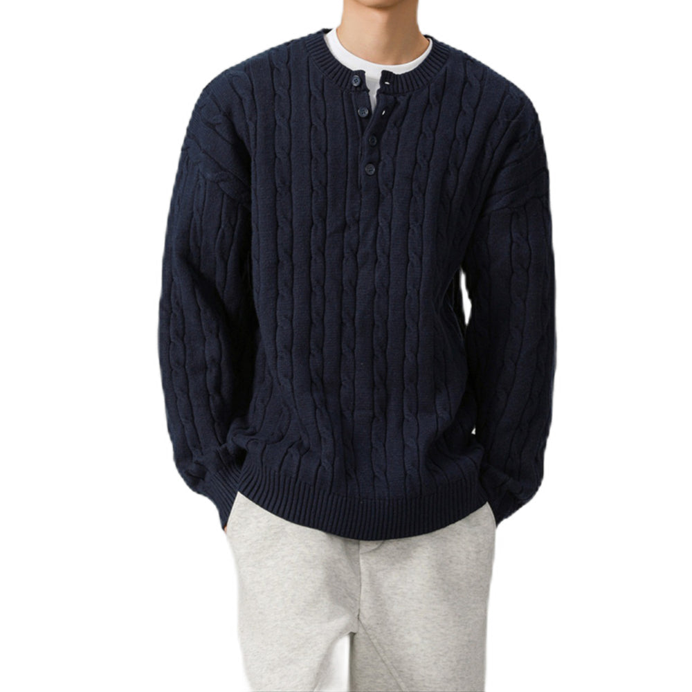 Herren Grobstrickpullover mit Knopfleiste Shop Nory