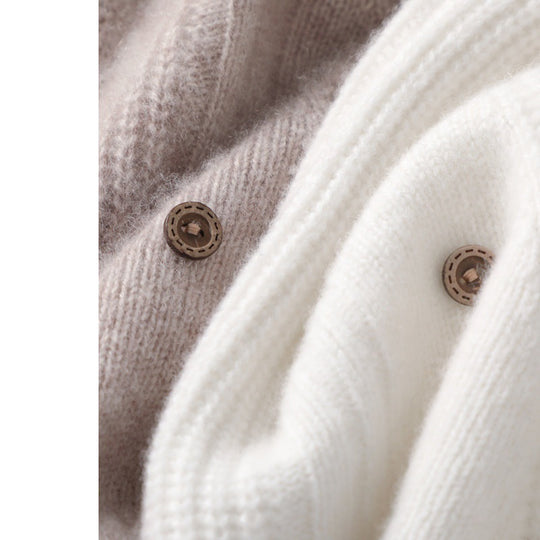 Damen Strick-Longweste mit V-Ausschnitt, Zopfmuster und seitlicher Knopfleiste Shop Nory