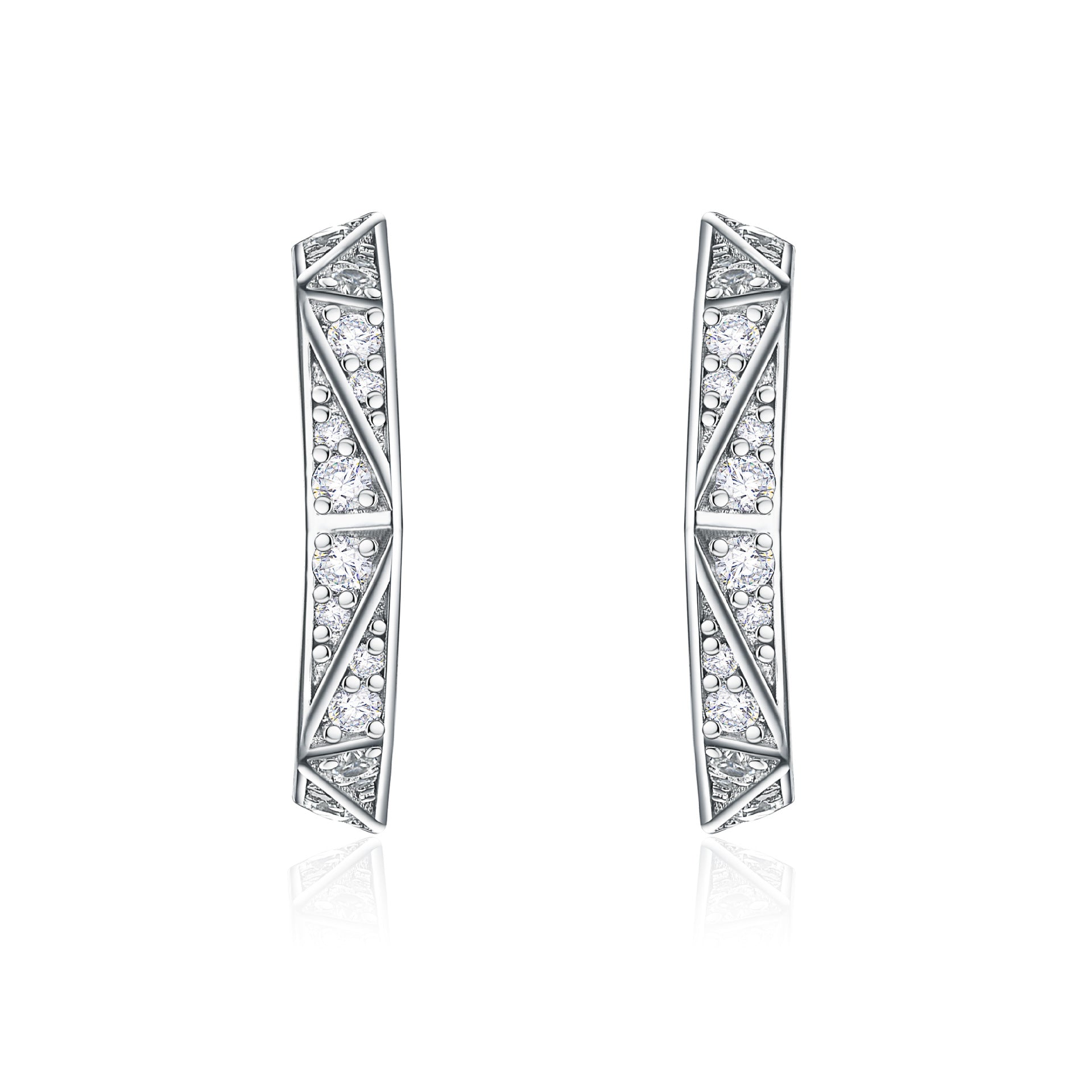 Damen Ohrstecker im modernen geometrischen Design mit funkelnden Zirkonia Shop Nory