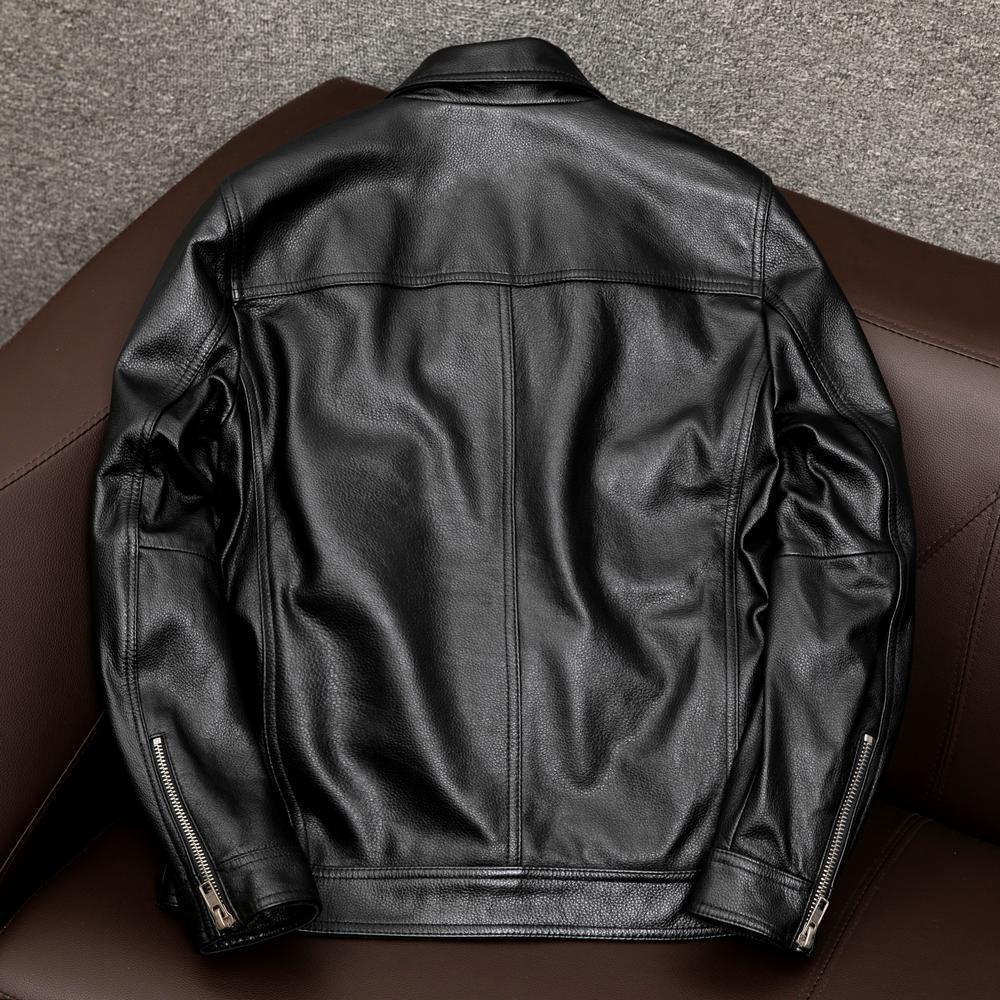 Herren Overshirt-Lederjacke mit Brusttaschen und verdecktem Reißverschluss Shop Nory