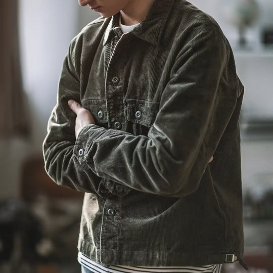 Herren Robustes Kord-Overshirt im Worker-Look mit aufgesetzten Pattentaschen Shop Nory