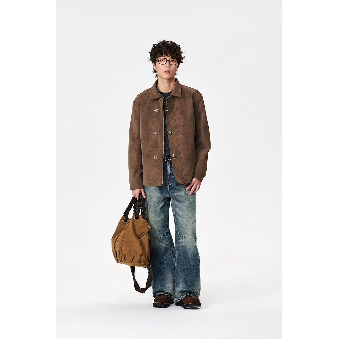 Unisex Kurz geschnittener Blouson in Wildlederoptik mit markanten Knebelverschlüssen Shop Nory