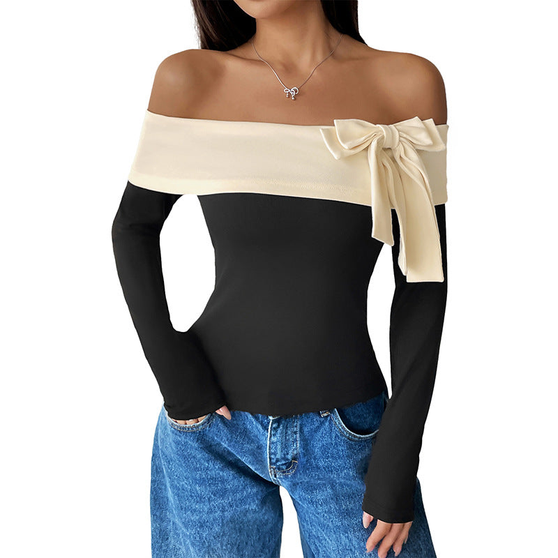 Damen Off-Shoulder Oberteil mit Schleifen-Detail Shop Nory