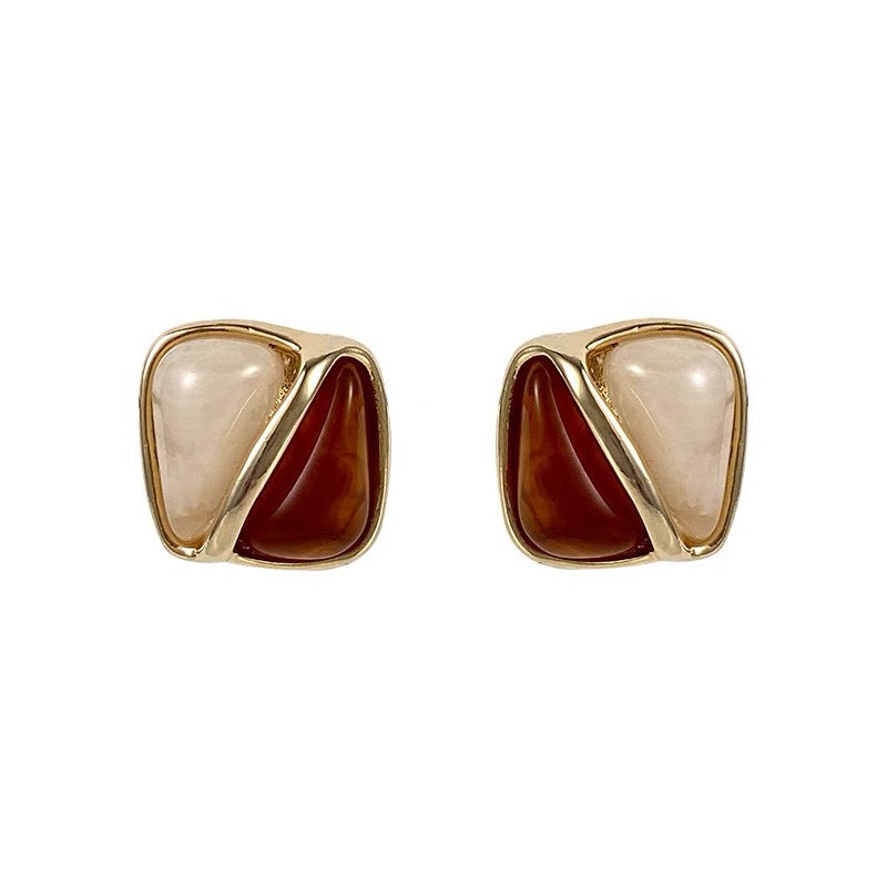 Damen Ohrstecker mit elegantem Marmor-Design und goldfarbener Umrandung Shop Nory