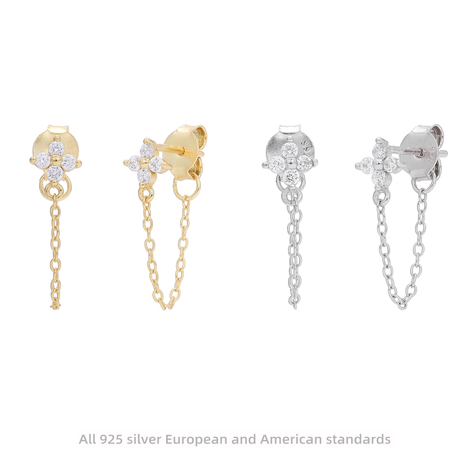 Damen Ohrhänger mit funkelnden Zirkon-Anhängern aus 925 Sterling Silber Shop Nory