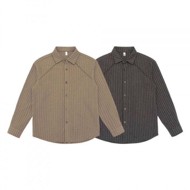 Herren Boxy-Hemd mit Nadelstreifen, Raglanärmeln und soften Flanellgriff Shop Nory