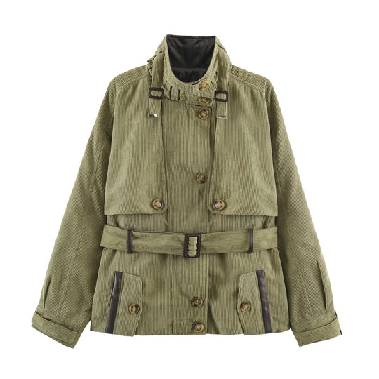 Damen Kord-Fieldjacke mit Taillengürtel und Stehkragen Shop Nory