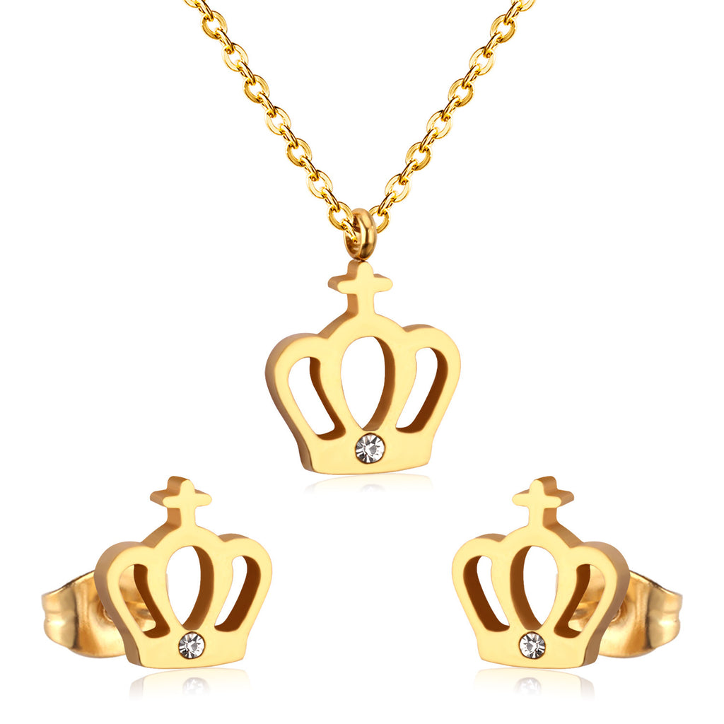 Damen Schmuckset mit Krone-Anhänger und Ohrsteckern Shop Nory