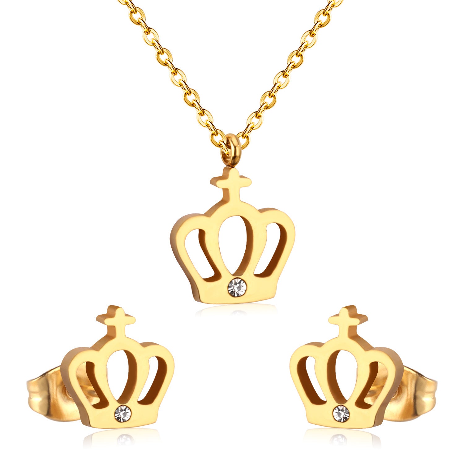 Damen Schmuckset mit Krone-Anhänger und Ohrsteckern Shop Nory