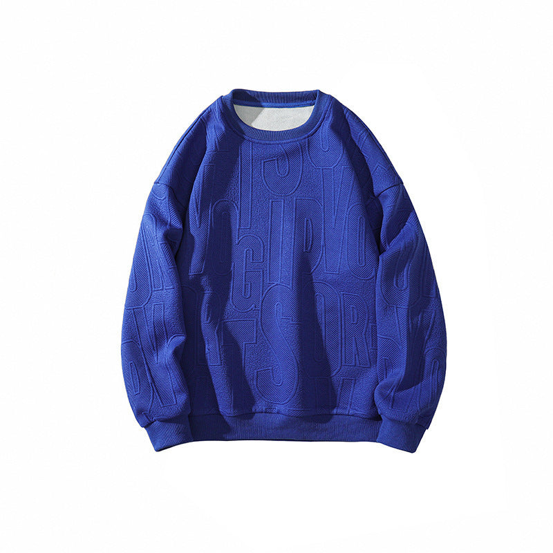 Herren Oversized Strukturiertes Strick-Sweatshirt mit geprägtem Ton-in-Ton-Lettering Shop Nory