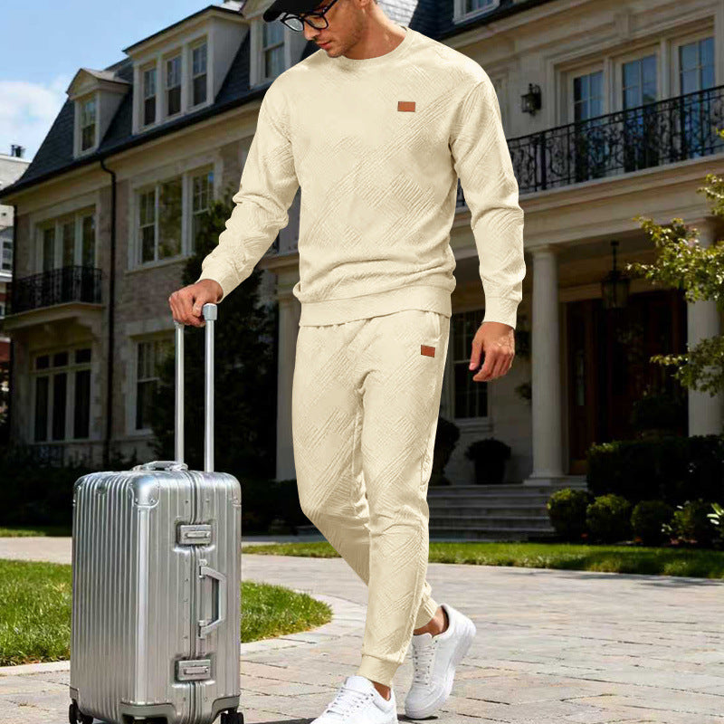 Herren Feinstrukturiertes Lounge-Set mit Rundhals-Pullover & schmaler Jogginghose Shop Nory