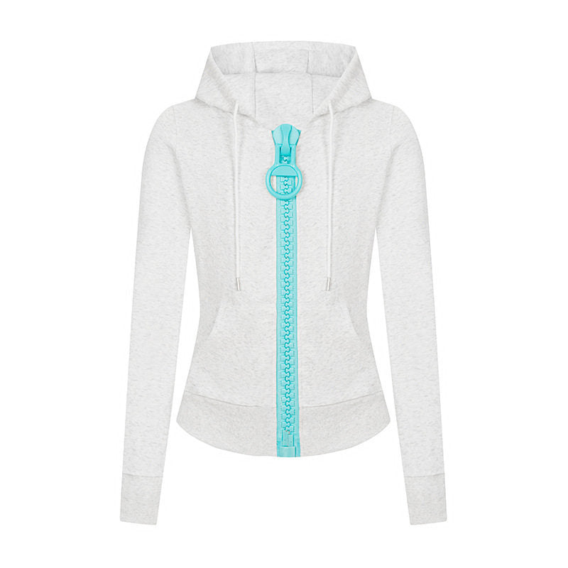 Damen Kapuzen-Sweatjacke mit markantem Zierreißverschluss und Kängurutasche Shop Nory