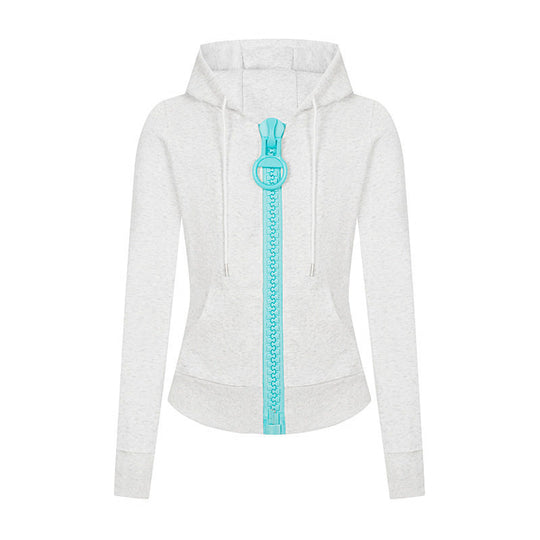 Damen Kapuzen-Sweatjacke mit markantem Zierreißverschluss und Kängurutasche Shop Nory