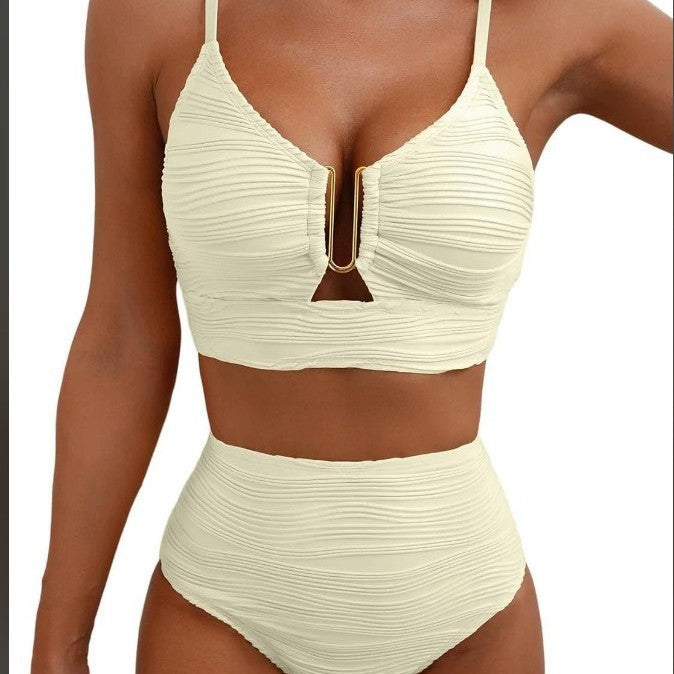 Damen Hochtailliertes Bikini-Set mit modischem Cut-Out