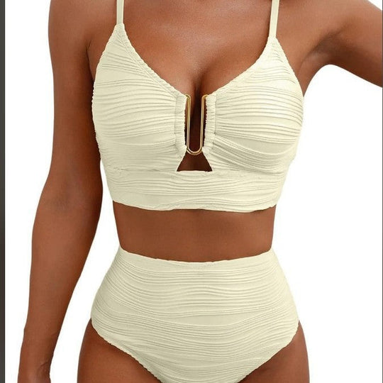 Damen Hochtailliertes Bikini-Set mit modischem Cut-Out