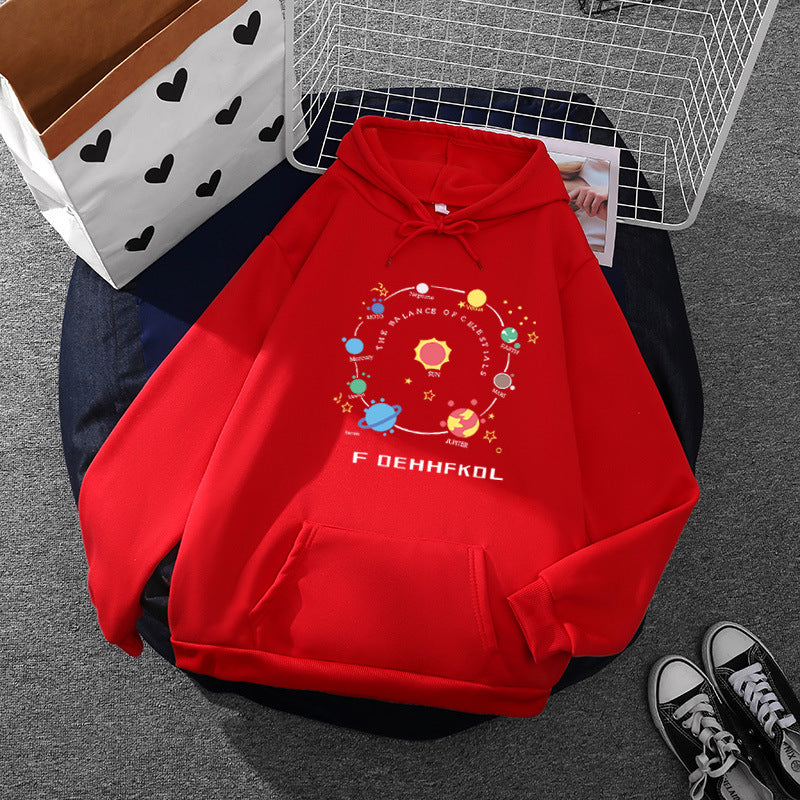 Damen nan Kapuzenpullover im Astronomie‑Print mit Kängurutasche und verstellbarem Kordelzug Shop Nory
