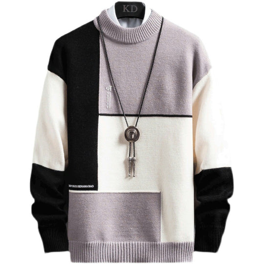 Herren blockfarbiger Oversize-Feinstrickpullover mit Stehkragen und gerippten Bündchen Shop Nory