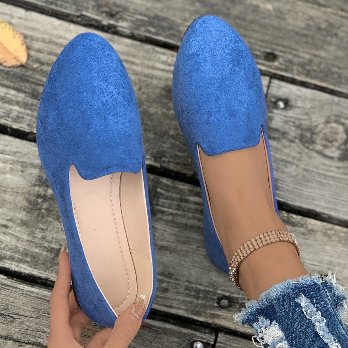 Damen elegante Slipper aus weichem Wildleder Shopnory