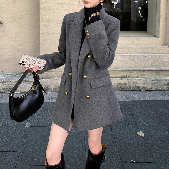 Damen Eleganter Wollmantel Shop Nory