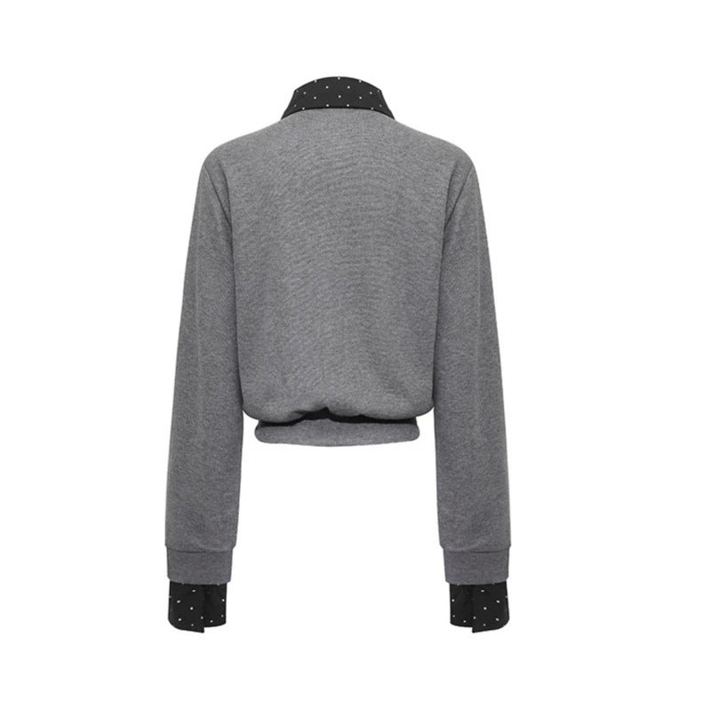 Damen Knopf-Sweatjacke mit eingesetztem Hemdkragen und Manschetten Shop Nory
