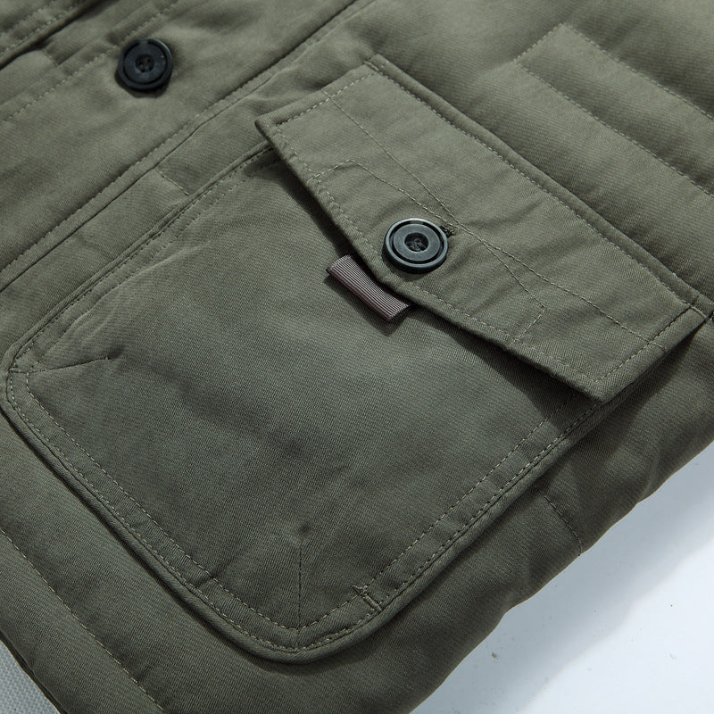 Herren Winterparka mit Teddyfutter, abnehmbarer Kunstfellkapuze und Multifunktionstaschen Shop Nory
