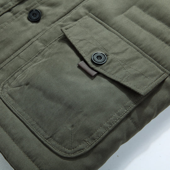 Herren Winterparka mit Teddyfutter, abnehmbarer Kunstfellkapuze und Multifunktionstaschen Shop Nory