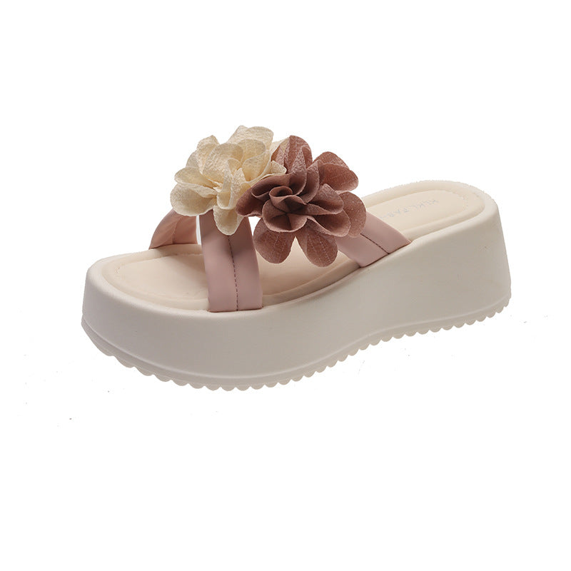 Damen modische Plateau-Sandalen mit Blumen-Applikationen