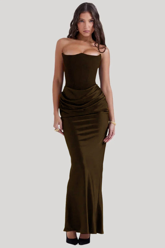 Damen Elegantes Abendkleid mit tiefem Dekolleté und drapierten Details