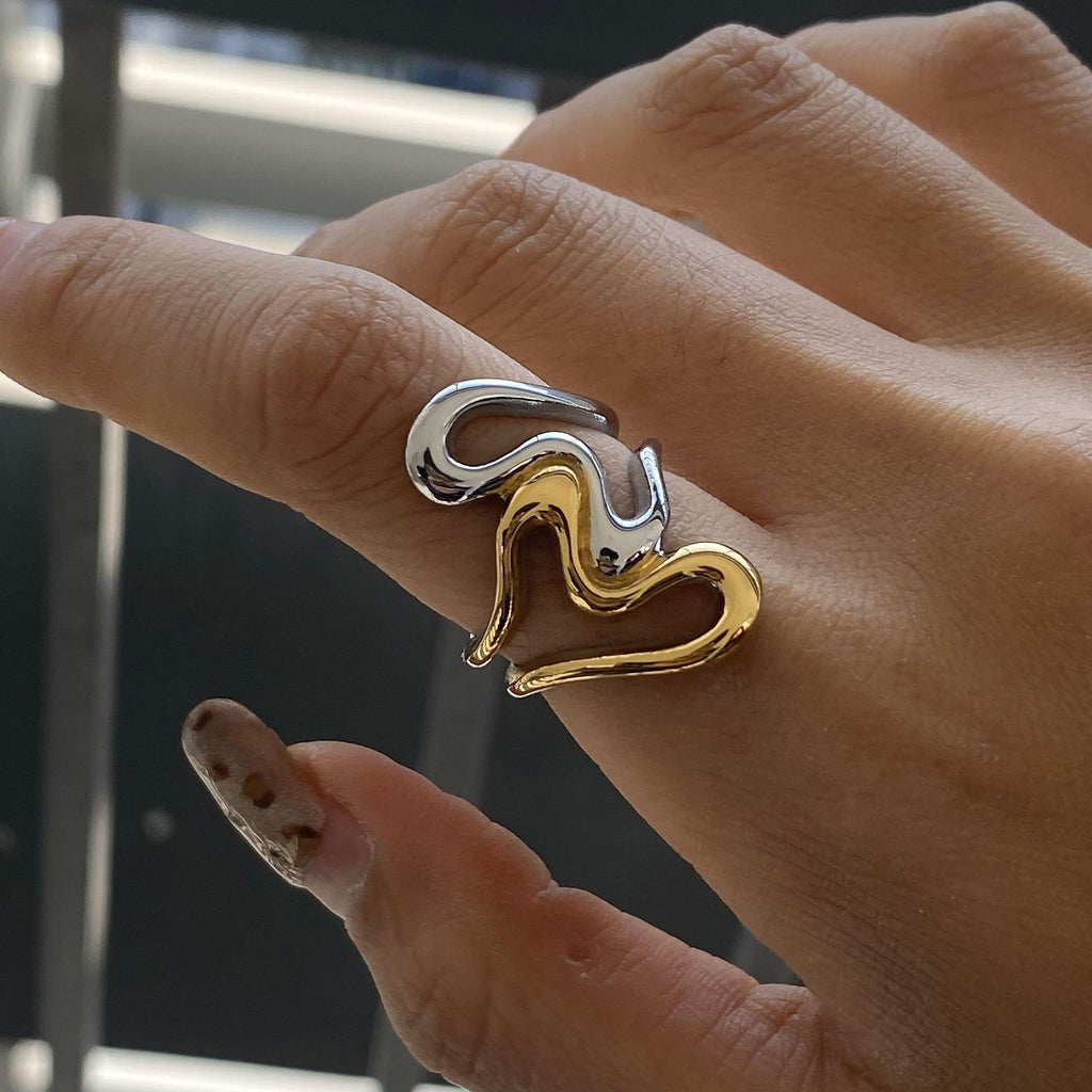 Damen Edelstahlring im modernen Wellen-Design Shop Nory