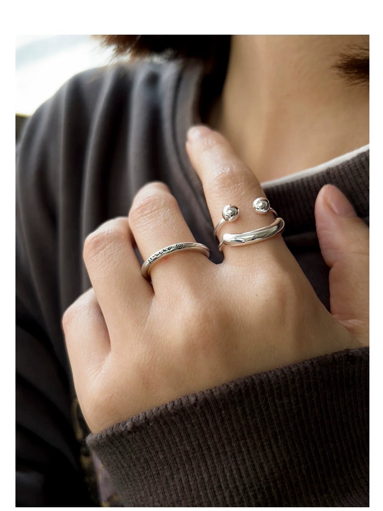 925 Sterling Silber Smile Face Offene Ringe 925 Sterling Silber Ringe | Shop Nory