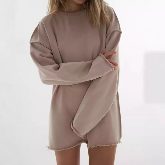 Damen Oversize-Sweatshirt mit rohem Saum und überschnittenen Schultern Shop Nory