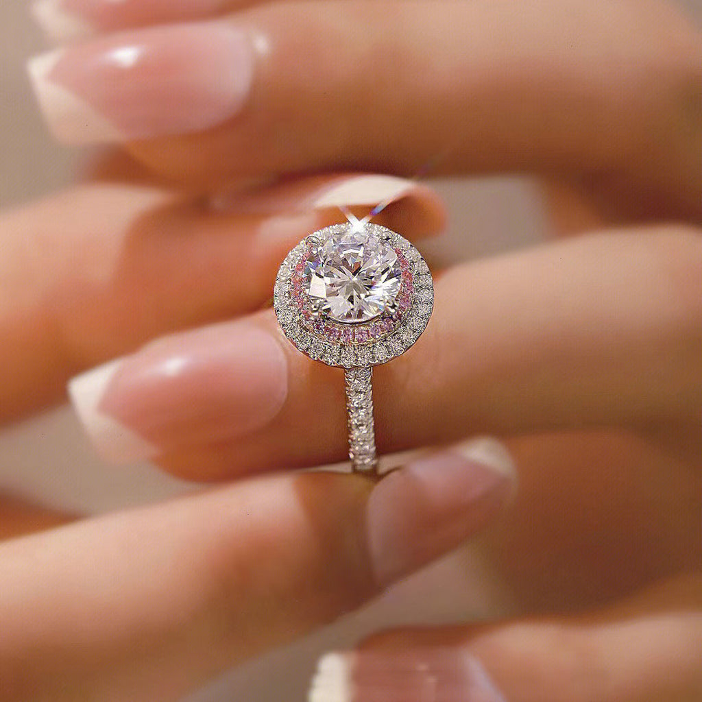 Damen eleganter Halo-Ring mit funkelndem Kristallbesatz Shop Nory